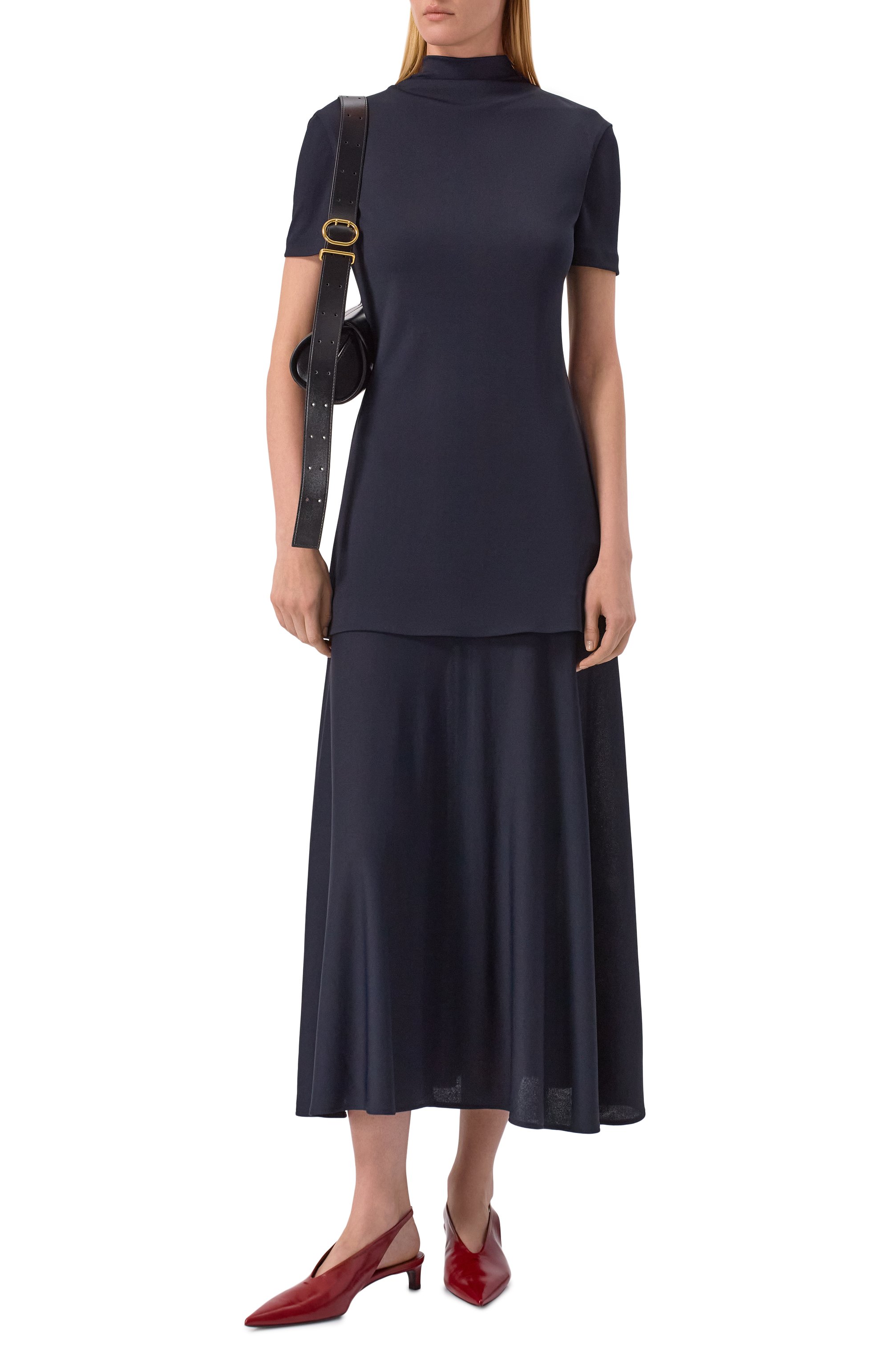 Платье из вискозы JIL SANDER темно-синего цвета по цене 184000 руб., арт. J04CT0111/J65016, фото 2 Платье из вискозы JIL SANDER, арт. J04CT0111/J65016, фото 2