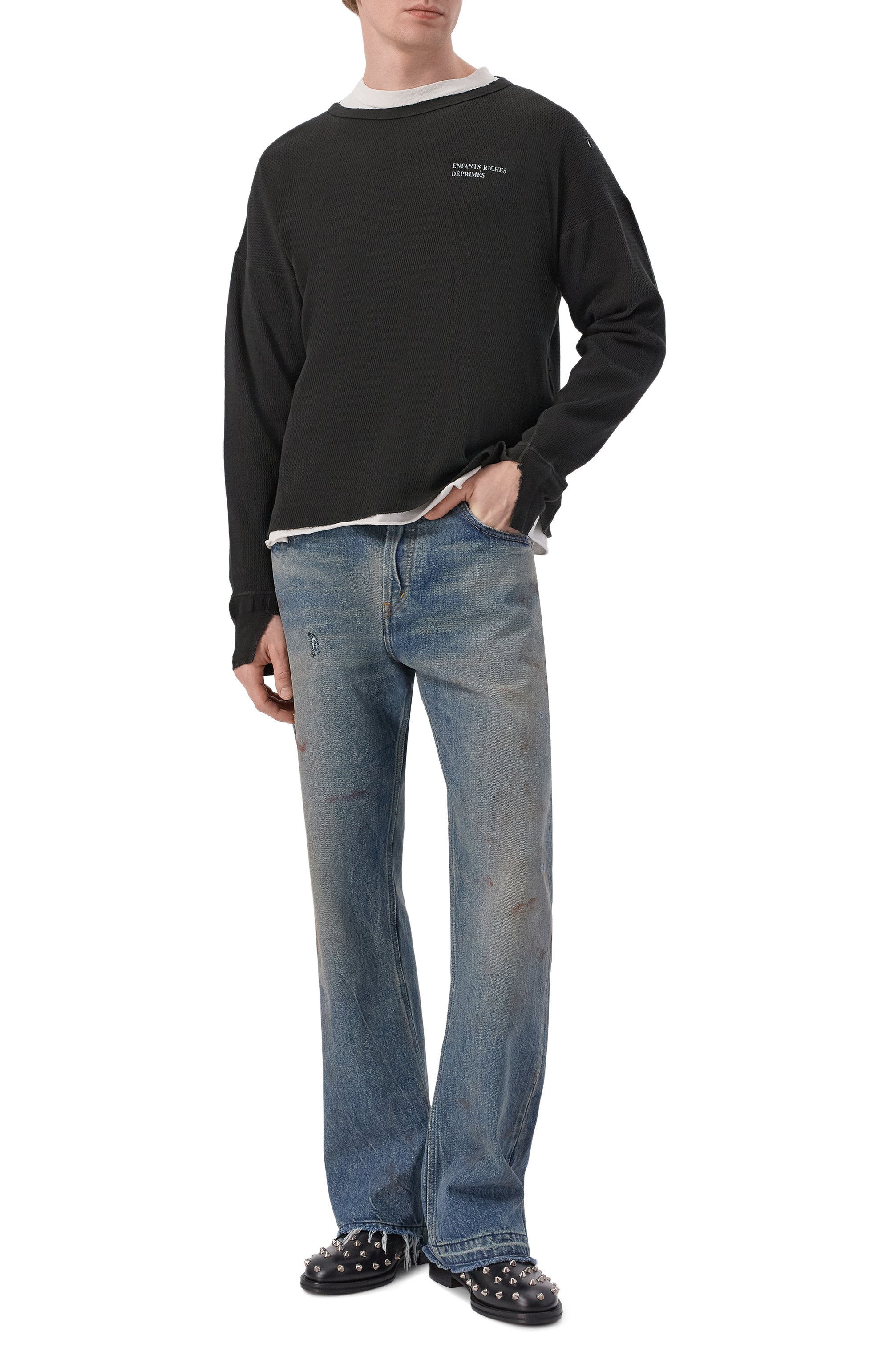 Джинсы elvis texas flare ENFANTS RICHES DEPRIMES синего цвета по цене 233000 руб., арт. 050-426, фото 2 Джинсы elvis texas flare ENFANTS RICHES DEPRIMES, арт. 050-426, фото 2