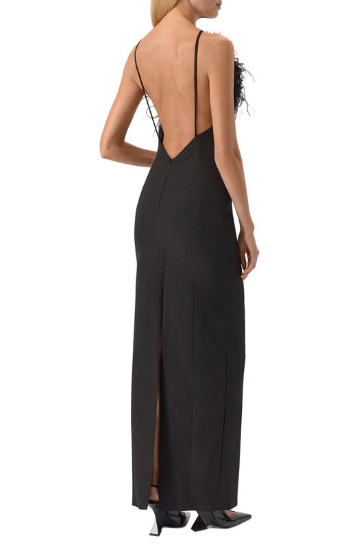 Платье с отделкой перьями страуса The Attico 260WCW00264/PLL088FS Чёрный  260WCW00264/PLL088FS Фото 3