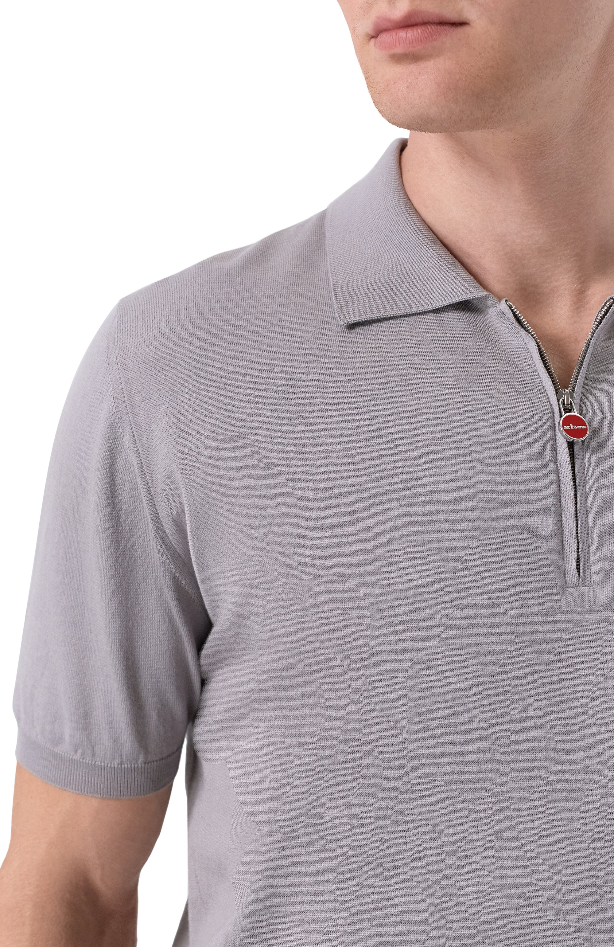 Хлопковое поло KITON светло-серого цвета по цене 133500 руб., арт. UMKX33ZK358, фото 5 Хлопковое поло KITON, арт. UMKX33ZK358, фото 5