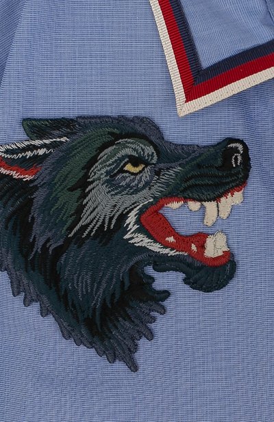 Хлопковая рубашка с аппликациями и контрастной отделкой GUCCI, арт. 499993/XBD34, фото 3