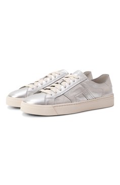 Женские кожаные кеды SANTONI серебряного цвета, арт. WBGG61321PNNTPWT | Фото 1 (Материал сплава: Проставлено; Материал внутренний: Натуральная кожа; Подошва: Платформа; Материал внешний: Натуральная кожа; Драгоценные камни: Проставлено; Материал утеплителя: Без утеплителя; Кросс-КТ: Низкие; Стили: Кэжуэл)
