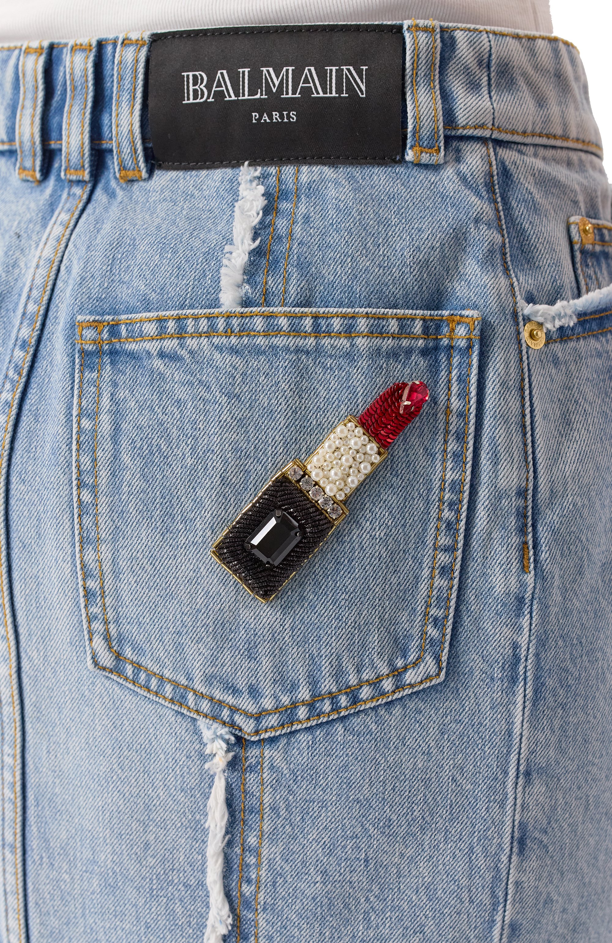 Джинсовая юбка BALMAIN, арт. EF0LA535/DF75, фото 5