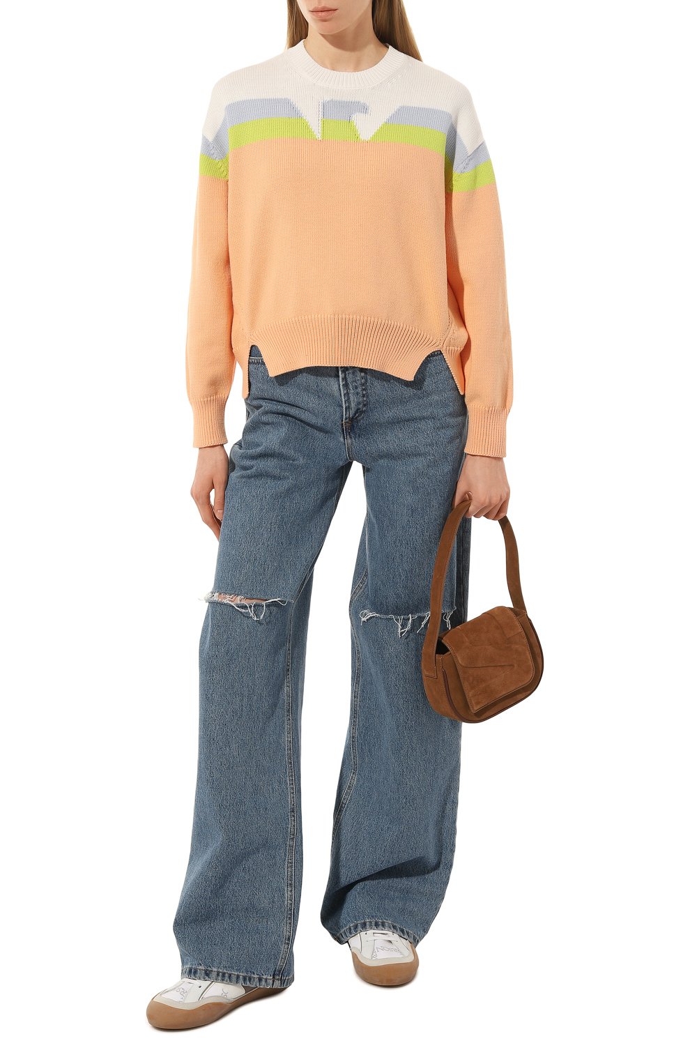 Хлопковый свитер EMPORIO ARMANI разноцветного цвета по цене 31900 руб., арт. 3R2MT2/2M09Z, фото 2 Хлопковый свитер EMPORIO ARMANI, арт. 3R2MT2/2M09Z, фото 2