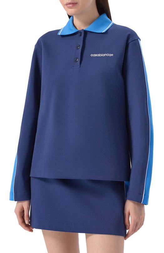 Хлопковое поло Casablanca W-SP26-JTP-462-01 Синий  W-SP26-JTP-462-01 Фото 3