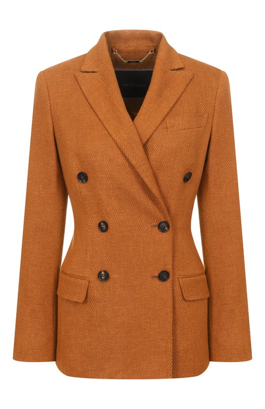 Жакет из о льна и шелка Kiton D46523K0953E01 Оранжевый D46523K0953E01