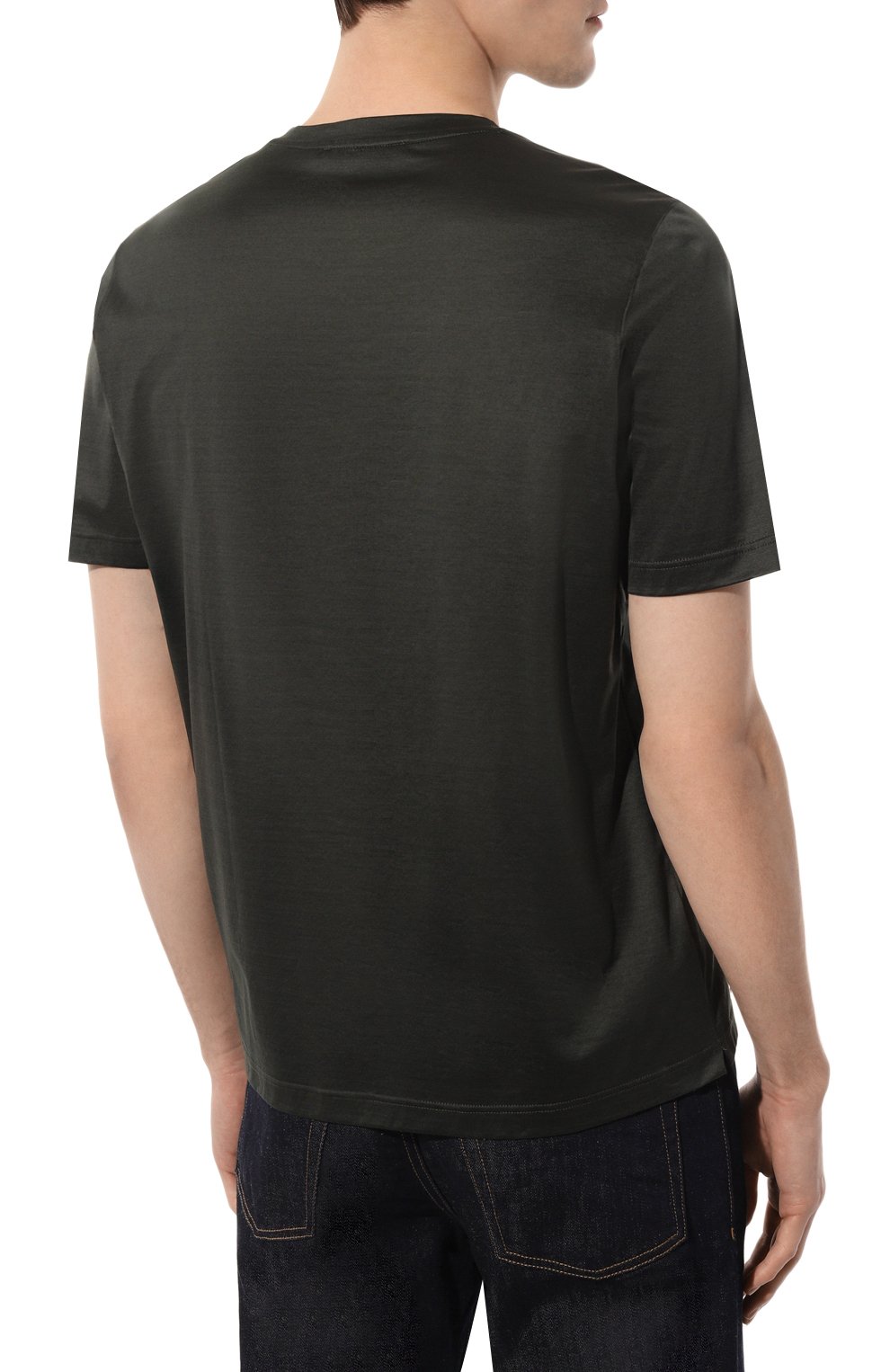 Хлопковая футболка GRAN SASSO темно-зеленого цвета по цене 13400 руб., арт. 60133/74002, фото 4 Хлопковая футболка GRAN SASSO, арт. 60133/74002, фото 4