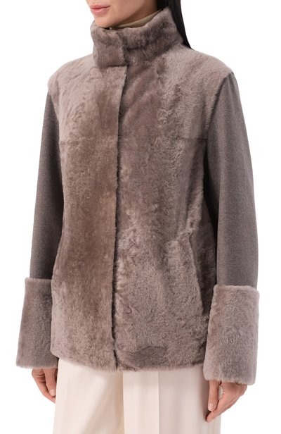 Комбинированное пальто MVST серого цвета по цене 439500 руб., арт. M26.CFW.L474.1/MERINILL0 ASTRAGAN 12835+PIACENZA 7, фото 3 Комбинированное пальто MVST, арт. M26.CFW.L474.1/MERINILL0 ASTRAGAN 12835+PIACENZA 7, фото 3