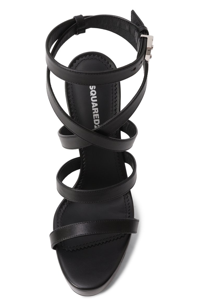 Женские кожаные босоножки lock yourself DSQUARED2 черного цвета, арт. HSW0257/01500001 | Фото 6 (Материал внешний: Натуральная кожа; Материал внутренний: Натуральная кожа; Каблук высота: Высокий; Подошва: Платформа; Каблук тип: Шпилька)