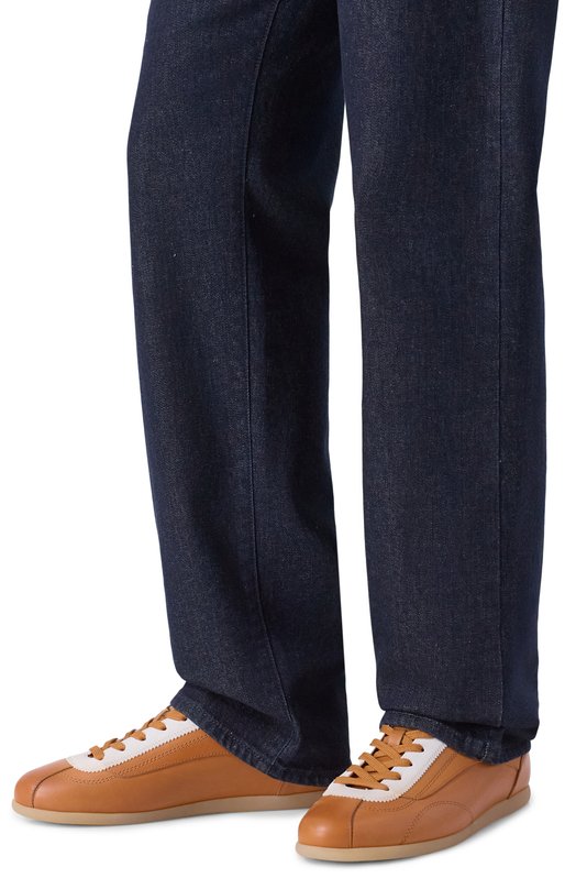 Кожаные кеды Brunello Cucinelli MZUVRSD337 Коричневый  MZUVRSD337 Фото 3