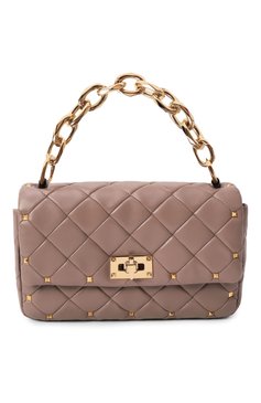 Женская сумка rockstud spike small  VALENTINO темно-бежевого цвета, арт. 5W2B0Q04/IGX | Фото 1 (Драгоценные камни: Проставлено; Материал сплава: Проставлено; Размер: small; Ремень/цепочка: На ремешке; Материал: Натуральная кожа)
