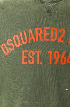 Мужской хлопковый свитшот DSQUARED2 хаки цвета, арт. S74GU0847/S25030 | Фото 6 (Драгоценные камни: Проставлено; Материал сплава: Проставлено; Длина (для топов): Стандартные; Рукава: Длинные; Принт: С принтом; Мужское Кросс-КТ: свитшот-одежда; �Стили: Кэжуэл; Материал внешний: Хлопок)