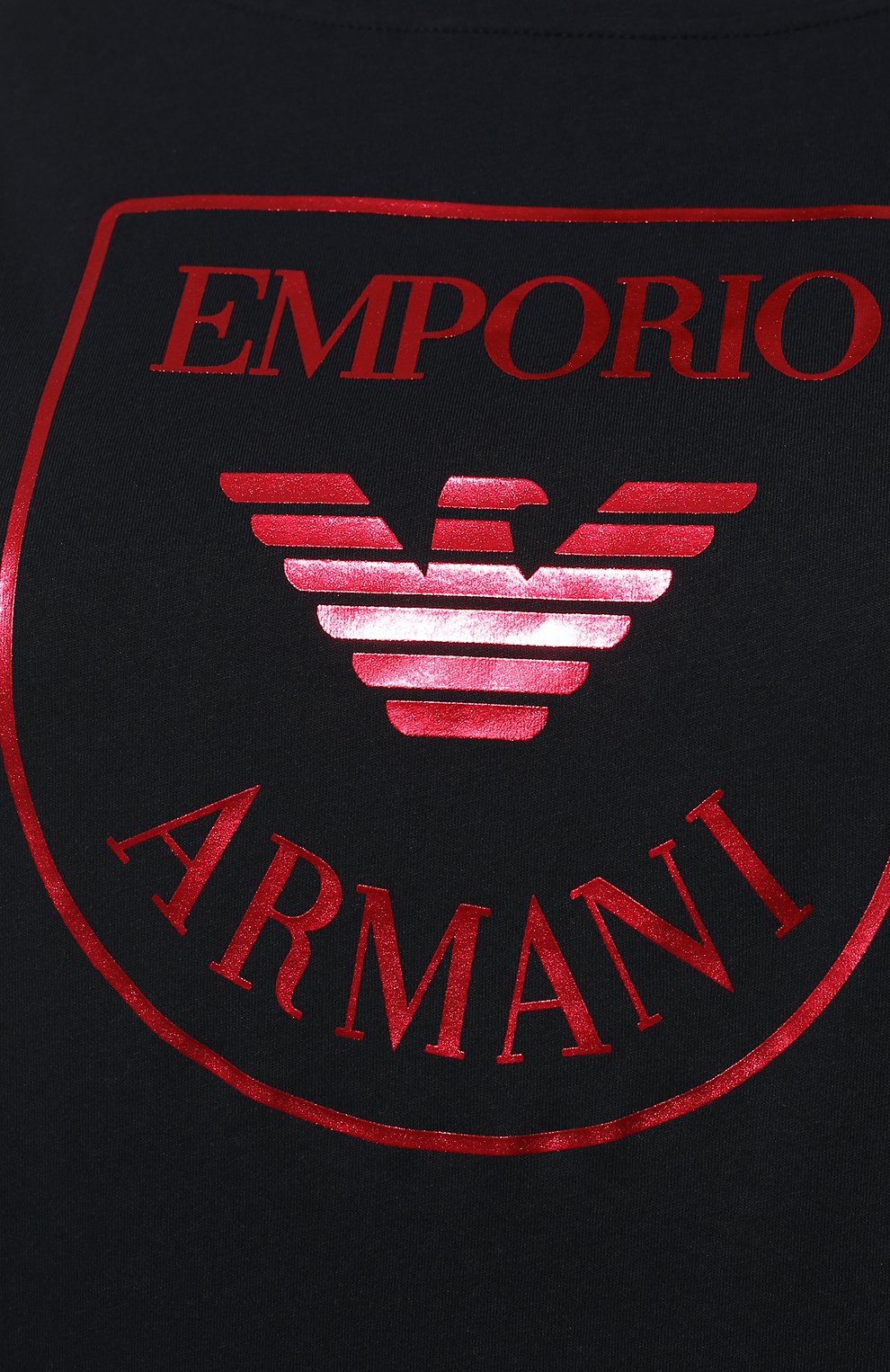 Хлопковая футболка EMPORIO ARMANI темно-синего цвета по цене 7650 руб., арт. 164340/2R255, фото 5 Хлопковая футболка EMPORIO ARMANI, арт. 164340/2R255, фото 5