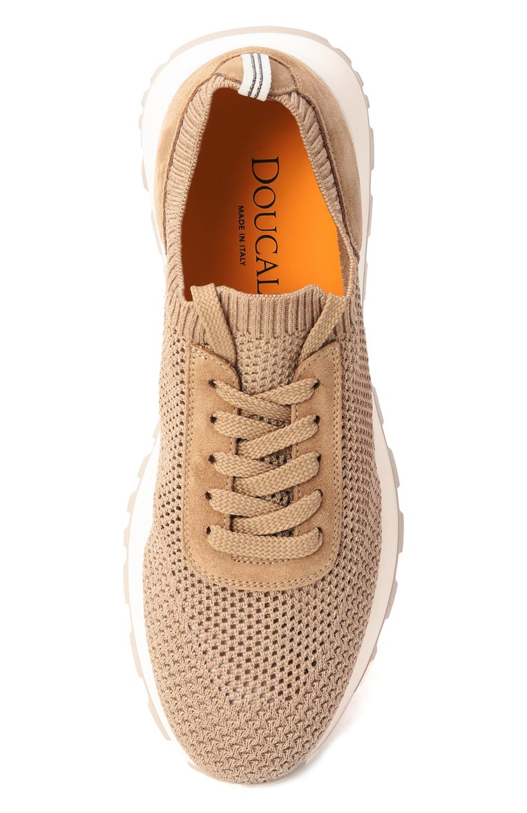 Женские текстильные кроссовки DOUCAL'S бежевого цвета, арт. DD8765WHITPZ764S | Фото 6 (Подошва: Платформа; Материал внешний: Текстиль; Материал внутренний: Текстиль; Материал утеплителя: Без утеплителя; Кросс-КТ: Низкие; Стили: Кэжуэл)