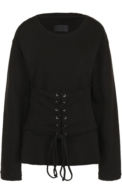 Хлопковый пуловер с круглы м вырезом и шнуровкой RTA, арт. WF7KS-828N0IR, фото 1