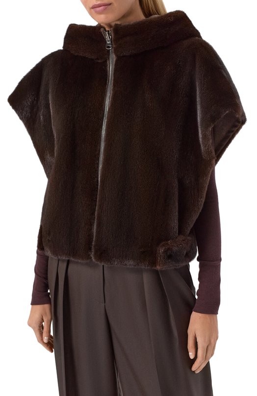 Двусторонний жилет из норки VICTORIA KUSENKOVA 820209104688 Коричневый  820209104688 Фото 3