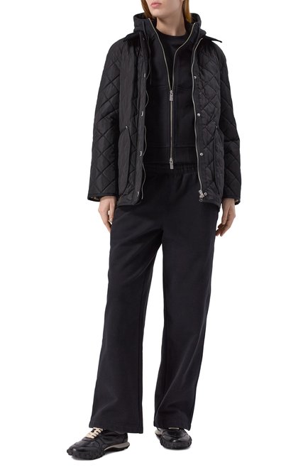 Женский хлопковая толстовка BURBERRY черного цвета, арт. 8101878 | Фото 2 (Рукава: Длинные; Длина (для топов): Стандартные; Драгоценные камни: Проставлено; Материал сплава: Проставлено)