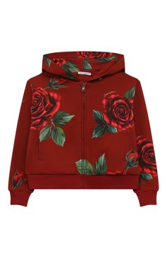 Детский хлопковая толстовка DOLCE & GABBANA красного цвета, арт. L5JW8W/HS7ME/2-6 | Фото 1 (Рукава: Длинные; Девочки Кросс-КТ: Толстовка-одежда; Материал сплава: Проставлено; Материал внешний: Хлопок; Драгоценные камни: Проставлено)