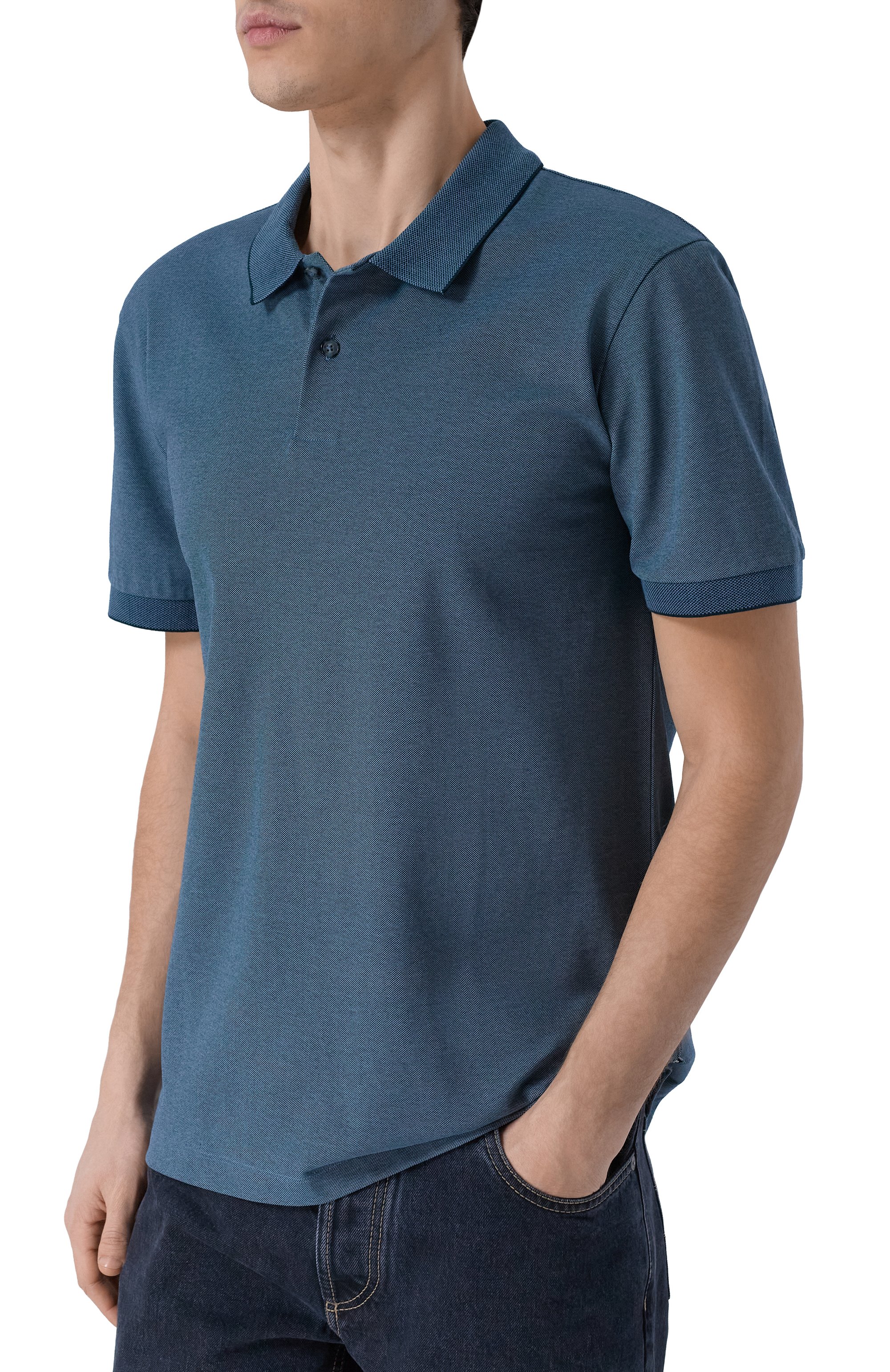 Поло BOSS синего цвета по цене 19950 руб., арт. 50554117, фото 3 Поло BOSS, арт. 50554117, фото 3