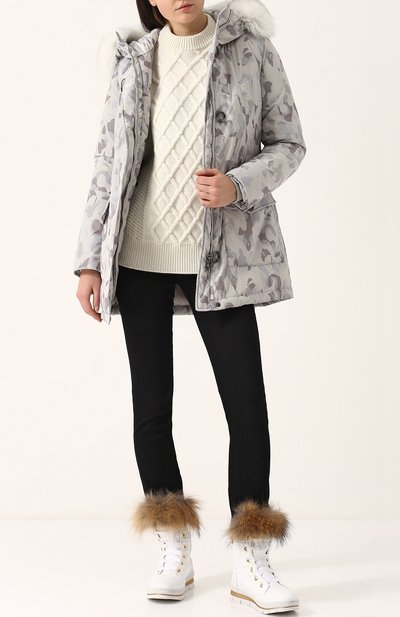 Пуховая парка с принтом и меховой отделкой капюшоном WOOLRICH, арт. WWCPS2534/SM02, фото 2