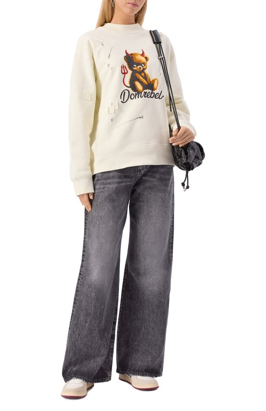Хлопковый свитшот DOMREBEL DIABL0 BEAR SWEATSHIRT Кремовый  DIABL0 BEAR SWEATSHIRT Фото 2