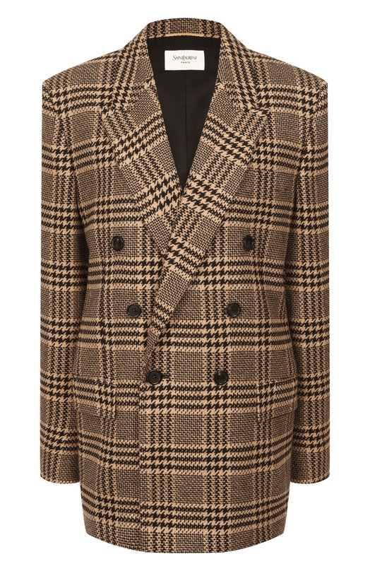 Жакет из шелка и кашемира Saint Laurent 837047/Y3J67 Бежевый 837047/Y3J67