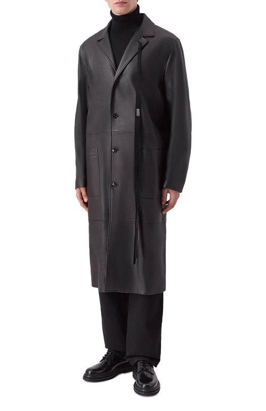 Кожаное пальто Ann Demeulemeester B0013107/LT038 Чёрный  B0013107/LT038 Фото 3