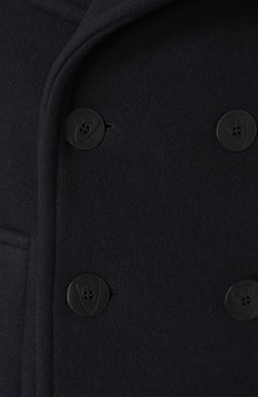 Мужской шерстяное пальто BURBERRY темно-синего цвета, арт. 8104037 | Фото 6 (Длина (верхняя одежда): Короткие; Материал подклада: Купро; Рукава: Длинные; Материал внешний: Ш�ерсть; Мужское Кросс-КТ: пальто-верхняя одежда; 1-2-бортные: Двубортные; Стили: Кэжуэл)