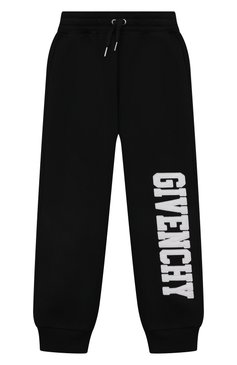 Детские хлопковые джоггеры GIVENCHY черного цвета, арт. H24234/6A-12A | Фото 1 (Материал сплава: Проставлено; Нос: Не проставлено; Материал внешний: Хлопок)