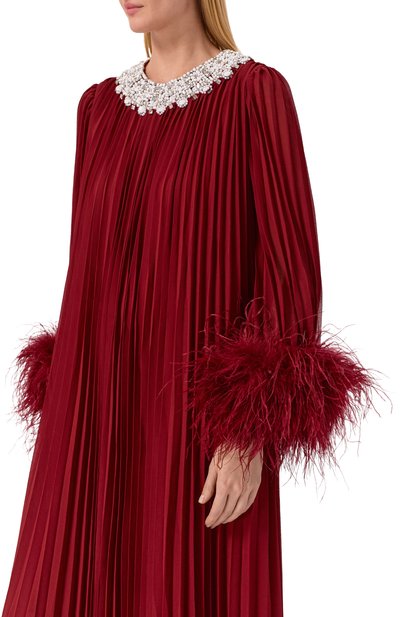 Платье с отделкой перьями SELF-PORTRAIT, арт. SC25-032M-BU, фото 4