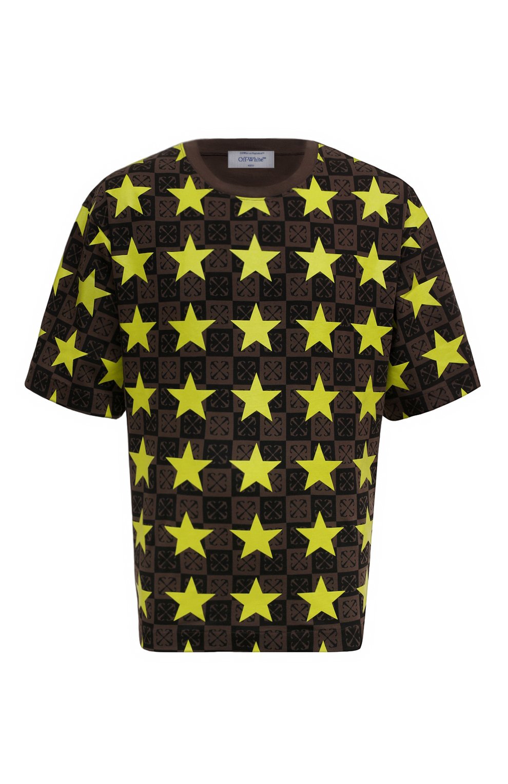 Хлопковая футболка OFF-WHITE салатового цвета по цене 39900 руб., арт. 0MAA120W24JER001, фото 1 Хлопковая футболка OFF-WHITE, арт. 0MAA120W24JER001, фото 1