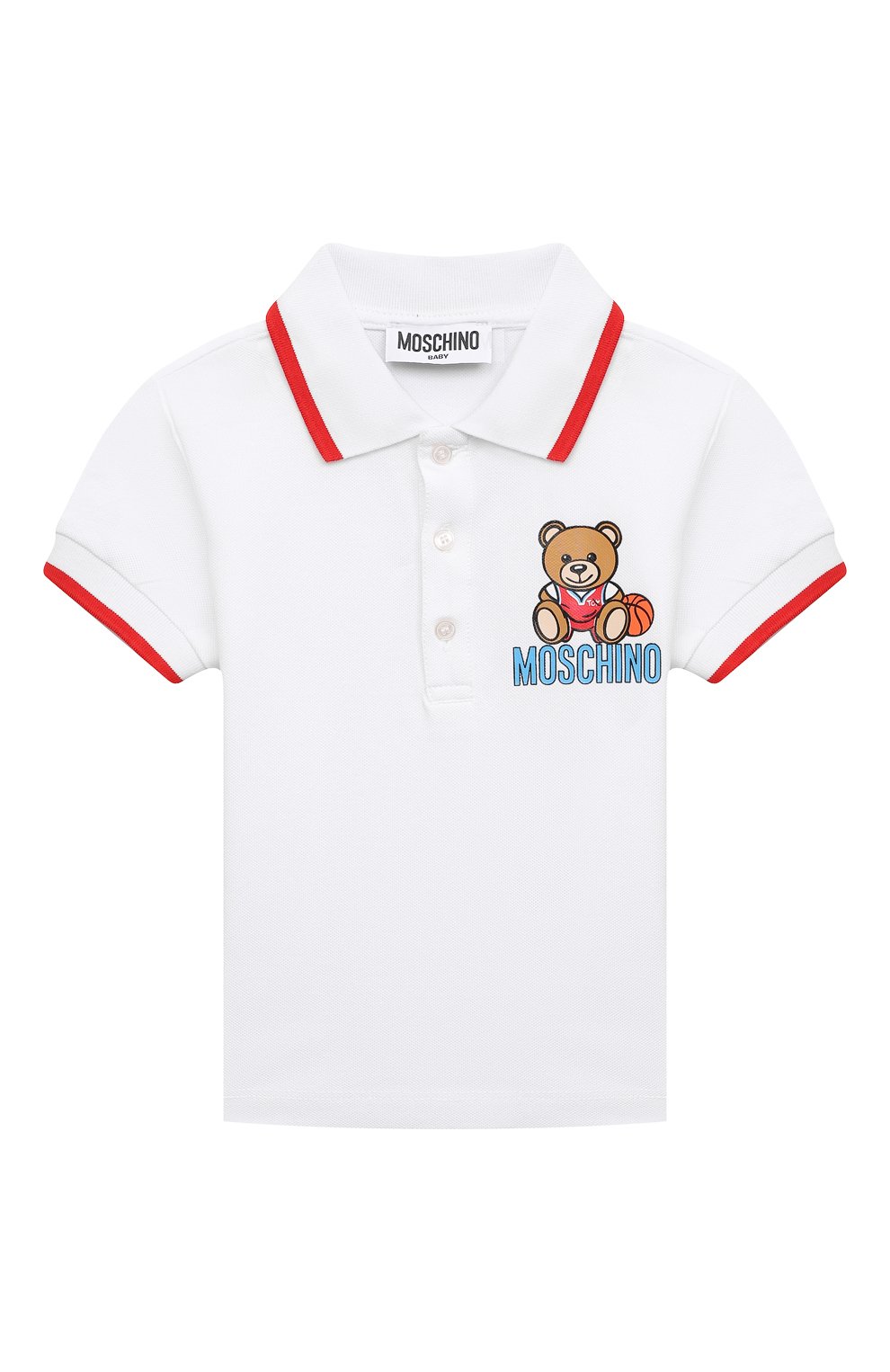 Хлопковое поло MOSCHINO белого цвета по цене 10800 руб., арт. MRM01P/LFA01, фото 1 Хлопковое поло MOSCHINO, арт. MRM01P/LFA01, фото 1