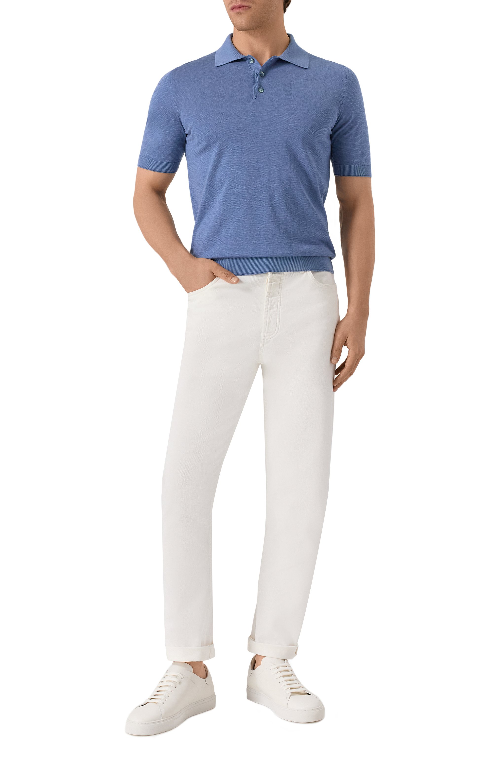 Поло из шелка и хлопка ZILLI голубого цвета по цене 139500 руб., арт. KBP002M0164VFAF00, фото 2 Поло из шелка и хлопка ZILLI, арт. KBP002M0164VFAF00, фото 2