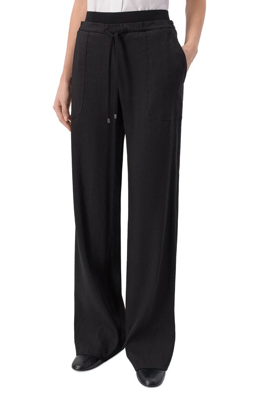 Брюки изо льна и вискозы Lorena Antoniazzi P2640PA81A/3347 Чёрный  P2640PA81A/3347 Фото 3