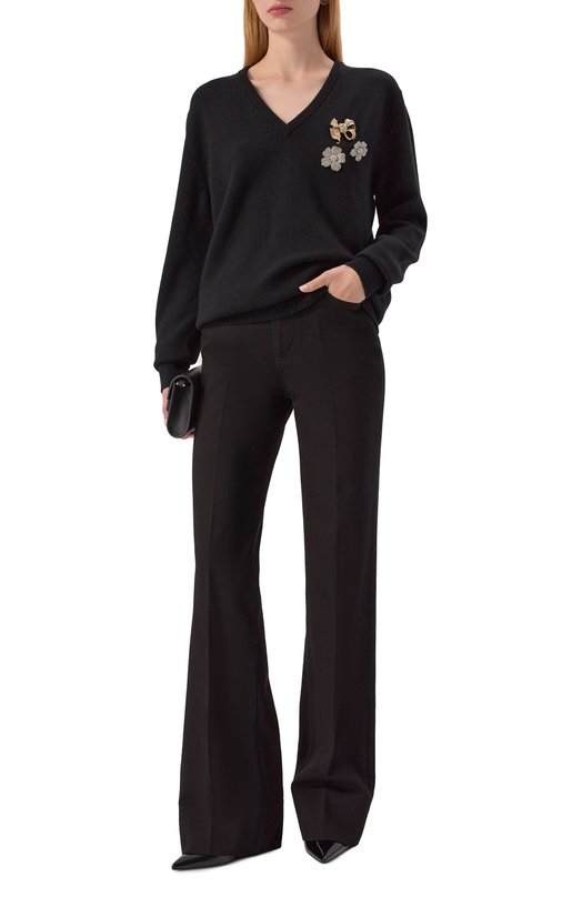 Шерстяной пуловер Dolce & Gabbana FXY19Z/JCVXN Чёрный  FXY19Z/JCVXN Фото 2