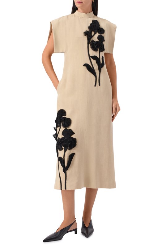 Платье из вискозы и шелка Jil Sander J03CT0468/J65005 Бежевый  J03CT0468/J65005 Фото 3