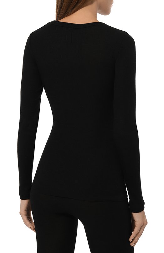 Лонгслив из шерсти и шелка Zimmerli 370-53020 Чёрный  370-53020 Фото 4