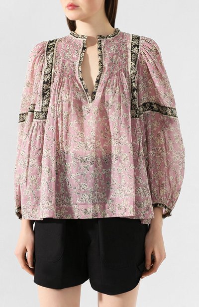Хлопковая рубашка ISABEL MARANT ETOILE, арт. HT1665-20P028E/VI0LETTE, фото 3