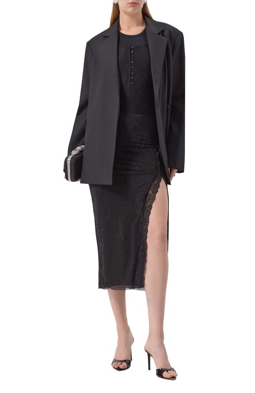 Юбка с отделкой стразами self-portrait AW25049MSKB Чёрный  AW25049MSKB Фото 2