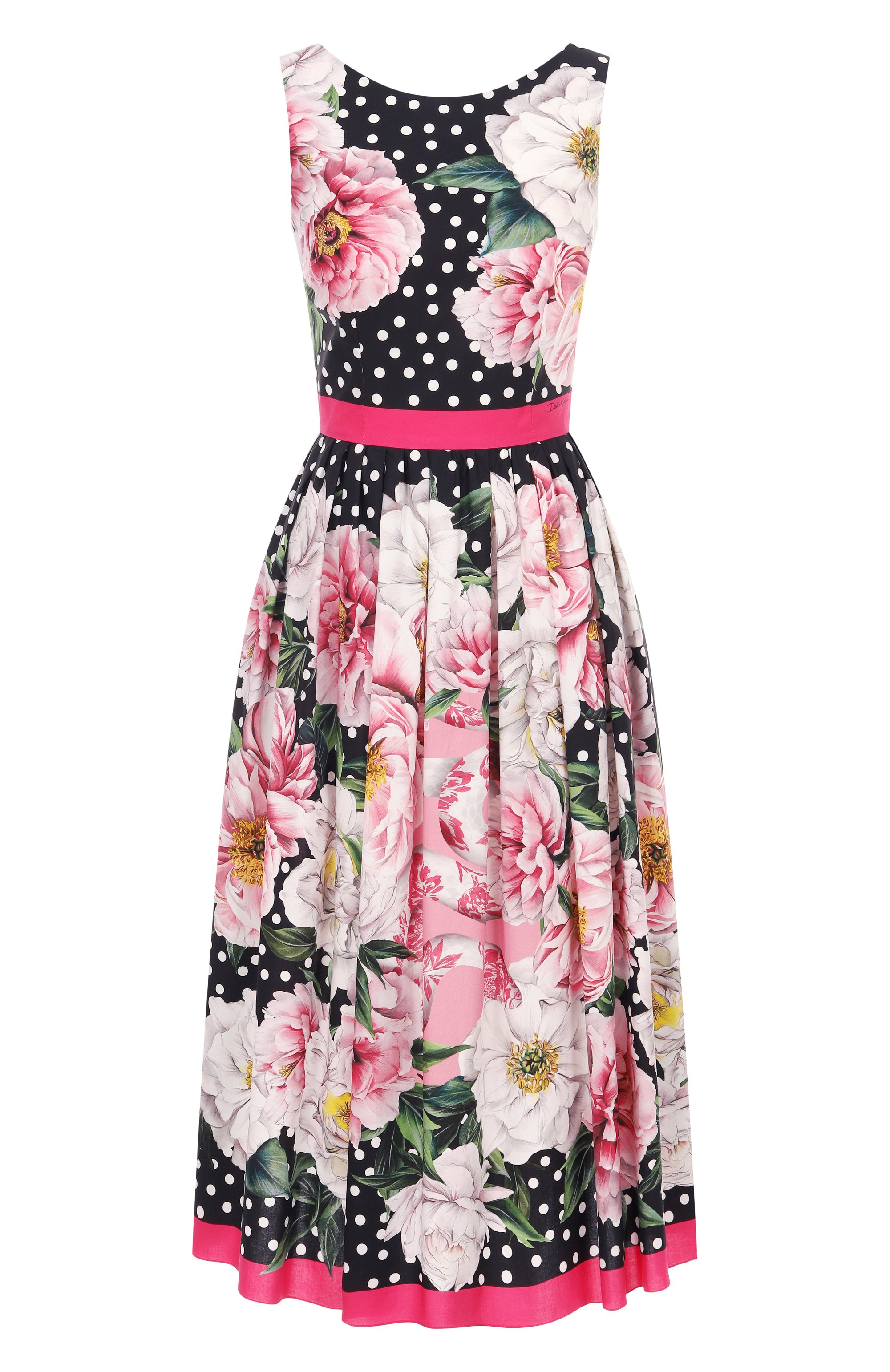 Хлопковое платье DOLCE & GABBANA черно-белого цвета по цене 257500 руб., арт. I6JP5W/HH5ES, фото 1 Хлопковое платье DOLCE & GABBANA, арт. I6JP5W/HH5ES, фото 1