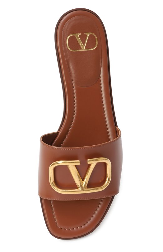 Кожаные шлепанцы VLogo Signature Valentino DSH/KUN_6W_56/2S/0BD5 Коричневый  DSH/KUN_6W_56/2S/0BD5 Фото 6