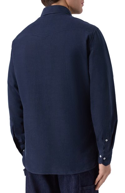 Хлопковая рубашка BRUNELLO CUCINELLI темно-синего цвета по цене 127000 руб., арт. ML6884008, фото 4 Хлопковая рубашка BRUNELLO CUCINELLI, арт. ML6884008, фото 4