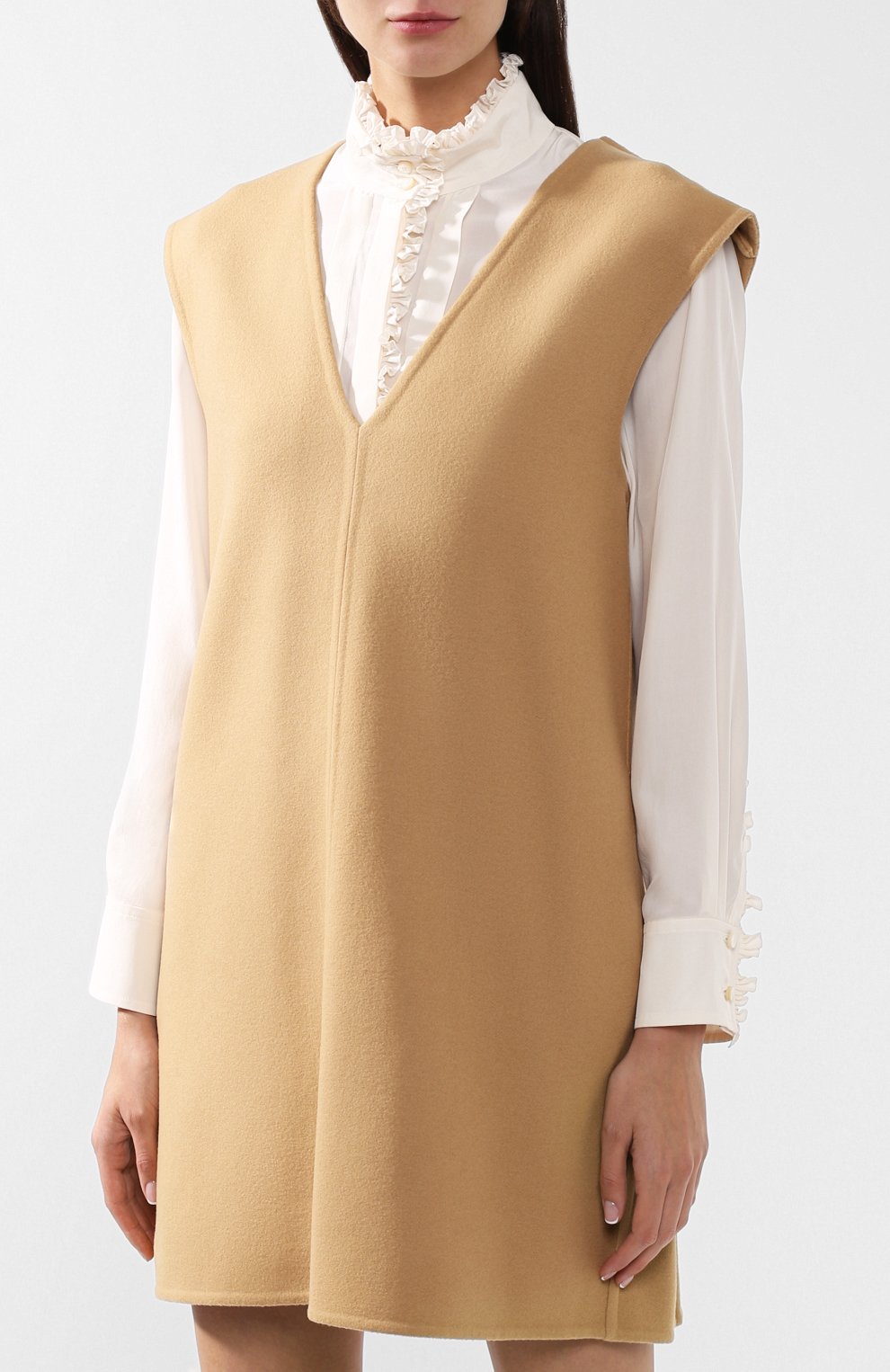 Шерстяное мини-платье с v-образным вырезом CHLOÉ, арт. CHC18AR011070, фото 3