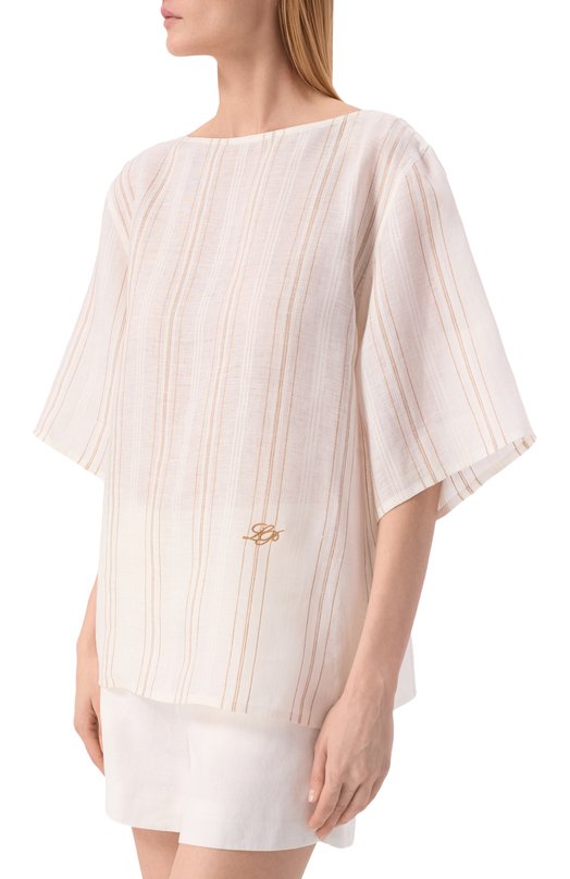 Льняной топ Loro Piana FA00488 Белый  FA00488 Фото 3