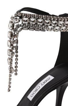 Женские кожаные босоножки verity 100 JIMMY CHOO черного цвета, арт. VERITY SANDAL 100/BYK | Фото 7 (Драгоценные камни: Проставлено; Материал сплава: Проставлено; Материал внешний: Натуральная кожа; Подошва: Плоская; Материал внутренний: Натуральная кожа; Каблук высота: Высокий; Каблук тип: Шпилька)