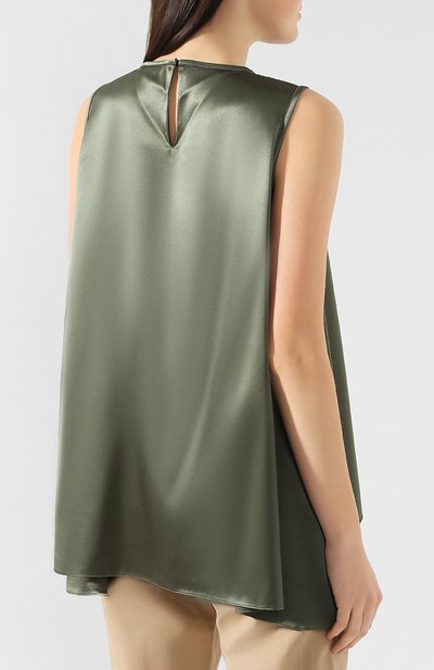 Шелковый топ BRUNELLO CUCINELLI хаки цвета по цене 99500 руб., арт. M0C59DE320, фото 4 Шелковый топ BRUNELLO CUCINELLI, арт. M0C59DE320, фото 4