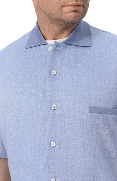 Льняная рубашка CORTIGIANI голубого цвета по цене 84150 руб., арт. 4AC612, фото 5 Льняная рубашка CORTIGIANI, арт. 4AC612, фото 5
