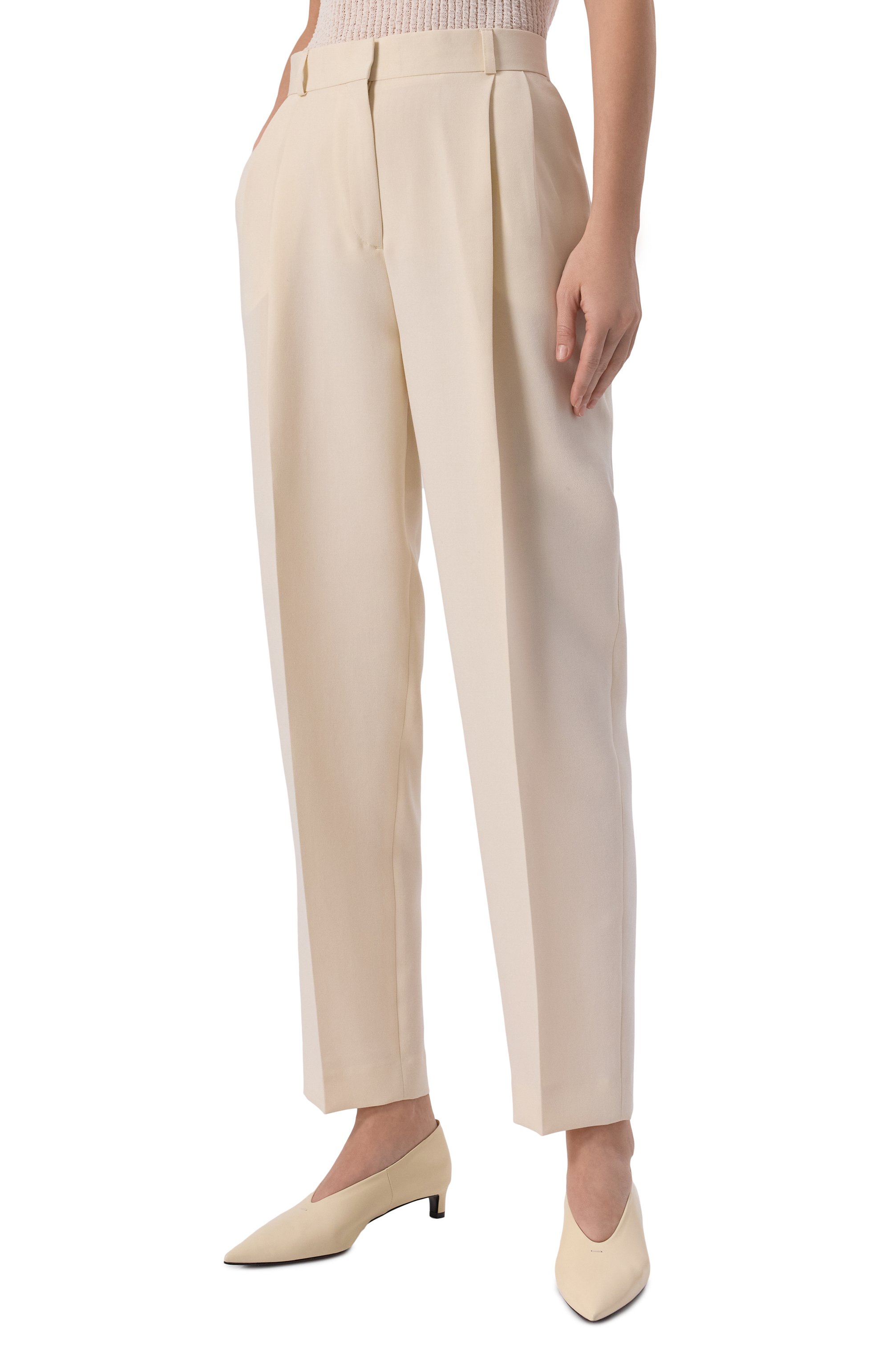 Брюки из вискозы TOTEME кремового цвета по цене 61550 руб., арт. 234-WRB847-FB0065, фото 3 Брюки из вискозы TOTEME, арт. 234-WRB847-FB0065, фото 3