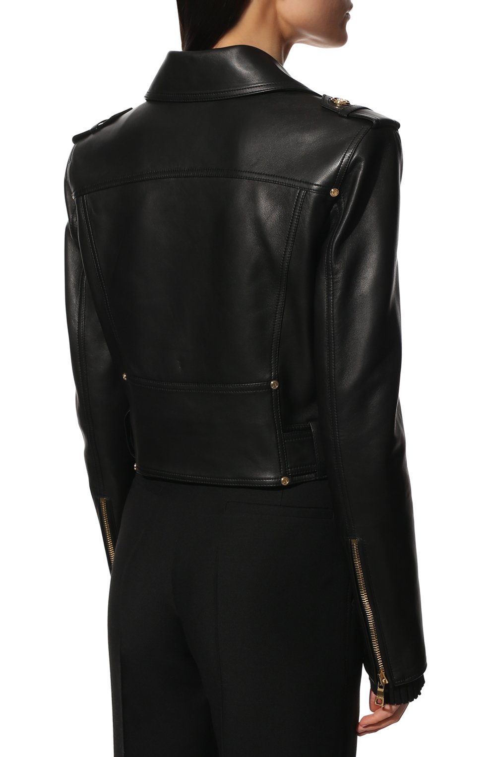 Кожаная куртка BALMAIN черного цвета по цене 298000 руб., арт. XF1TD055/LB24, фото 4 Кожаная куртка BALMAIN, арт. XF1TD055/LB24, фото 4