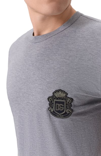 Хлопковая футболка DOLCE & GABBANA серого цвета по цене 85850 руб., арт. G8PT1Z/G7PZU, фото 5 Хлопковая футболка DOLCE & GABBANA, арт. G8PT1Z/G7PZU, фото 5